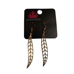 Paparazzi Copper Gold Chevron Earrings with Bohemian Flair Feeling Feathery NWT